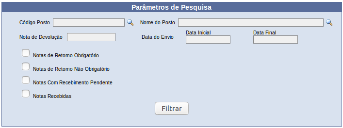 controle de notas de devolução