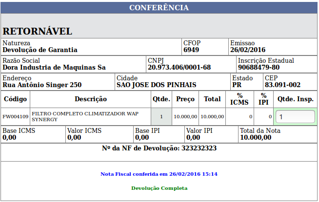espelho da nota